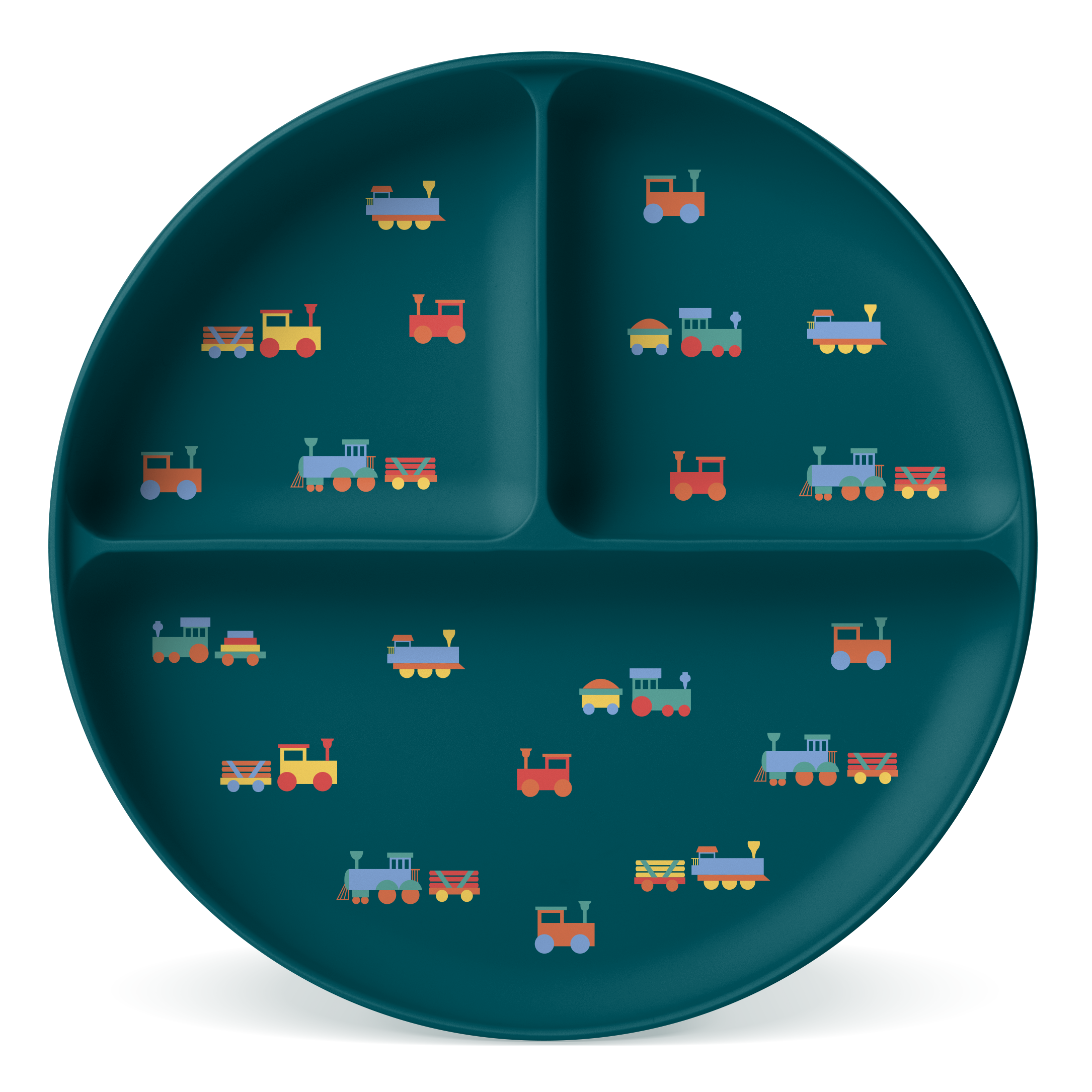 Parker Silicone Partitioned Plate - Trains