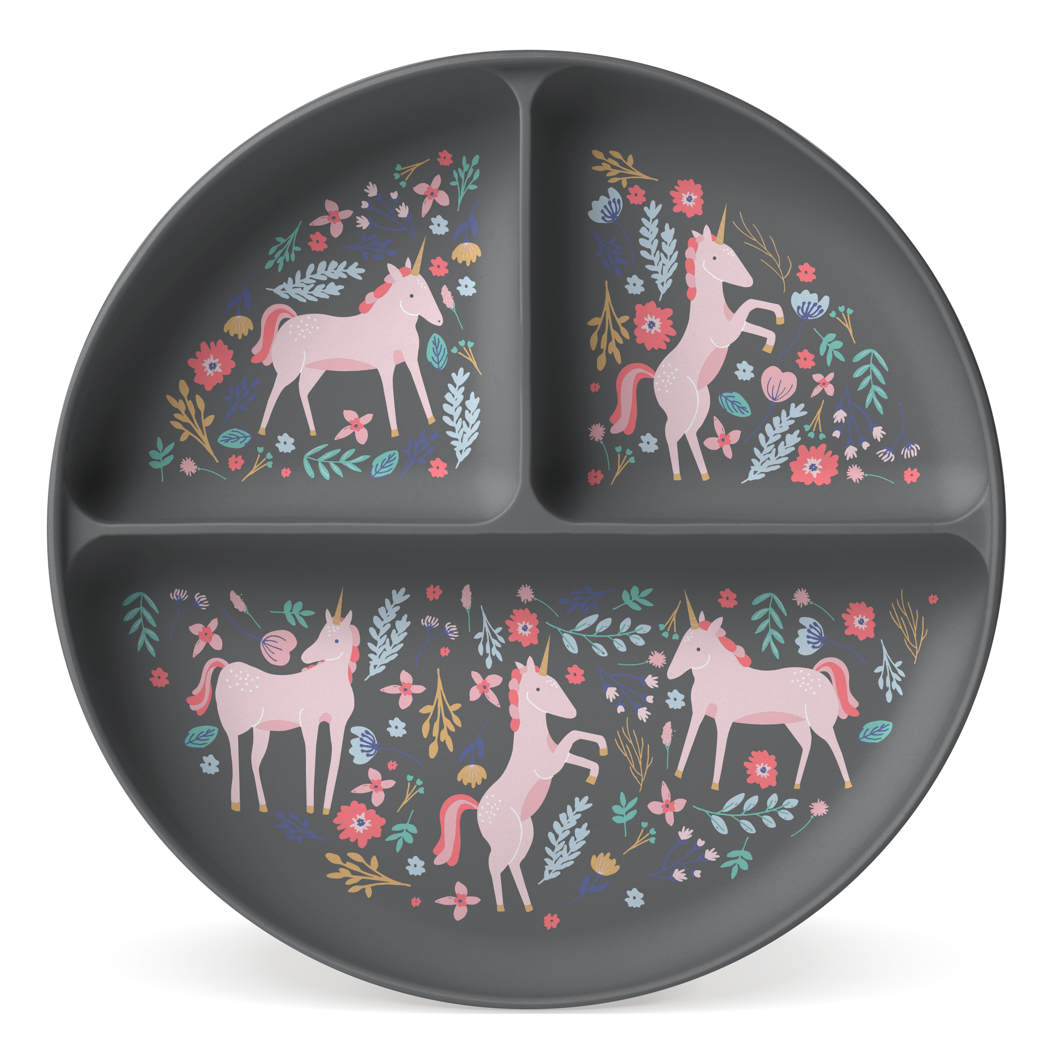 Parker Silicone Partitioned Plate - Unicorn Fields