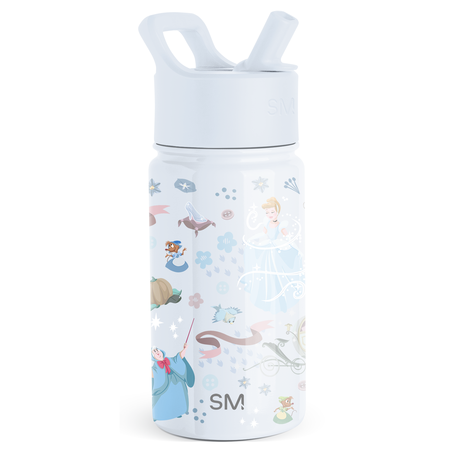 Summit Kids Water Bottle with Straw Lid - 14oz - Cinderella Floral Wishes / Straw / SM