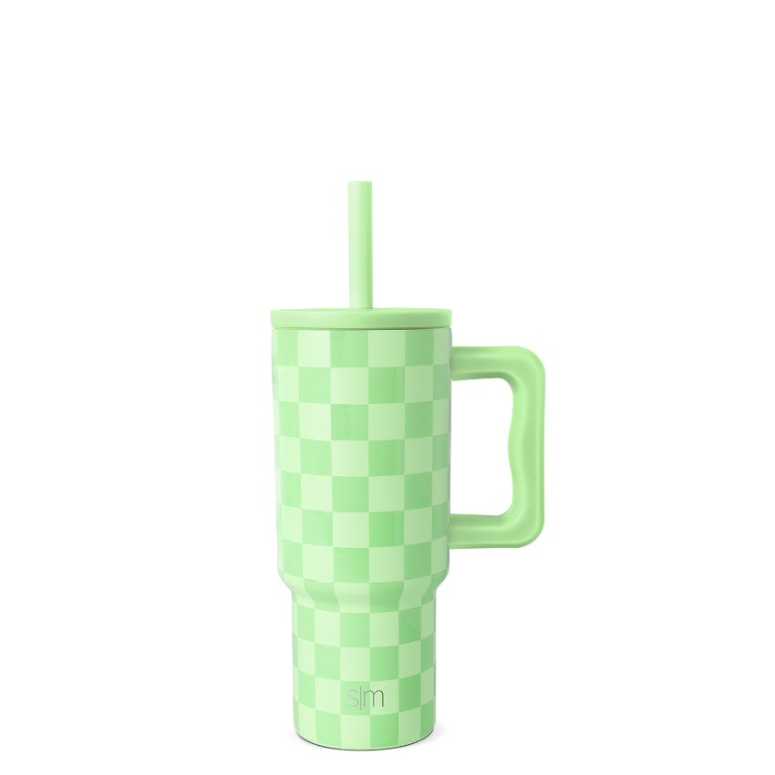 Trek Kids Tumbler with Silicone Straw Lid - 24oz / Lime Checkmate
