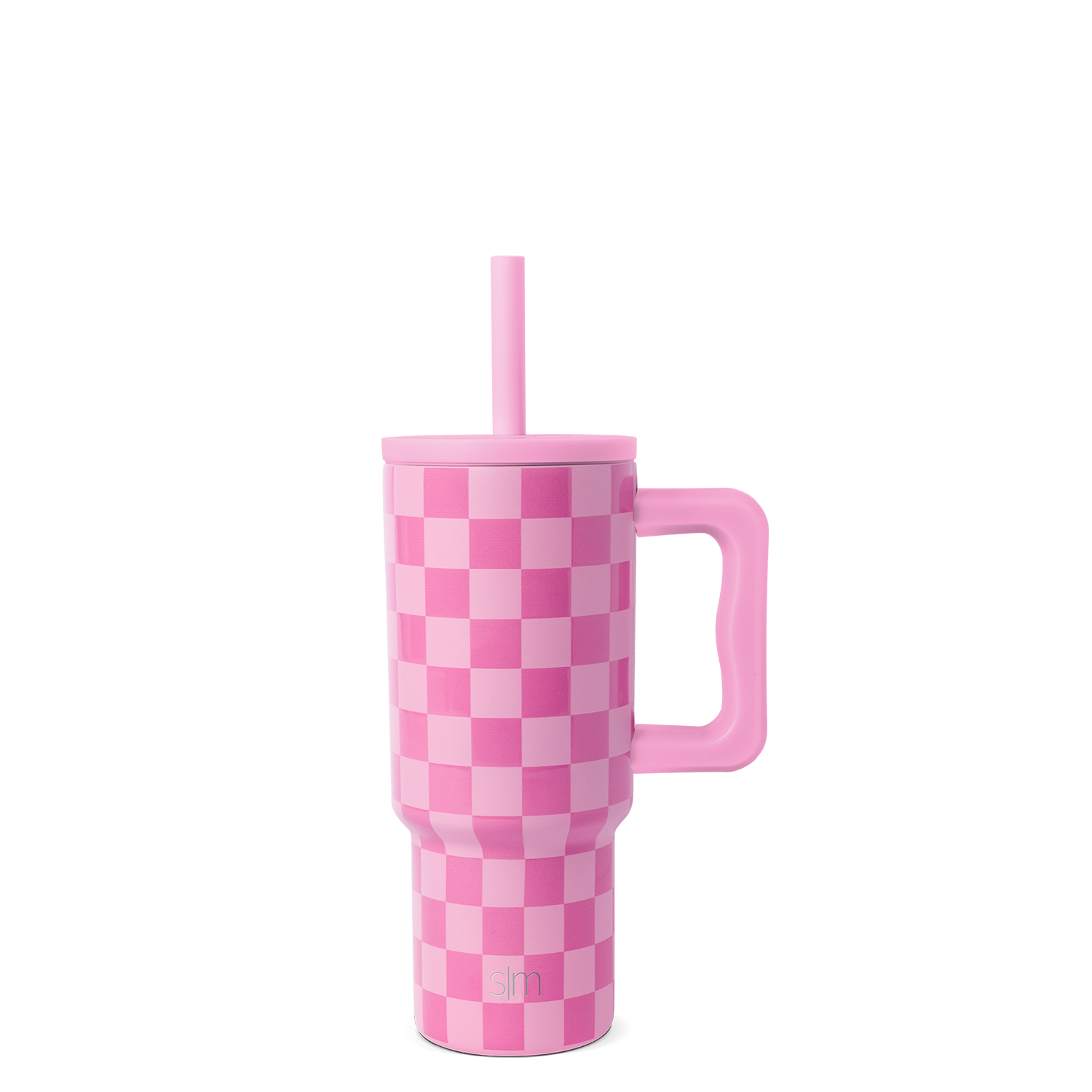 Trek Kids Tumbler with Silicone Straw Lid - 24oz / Pink Checkmate