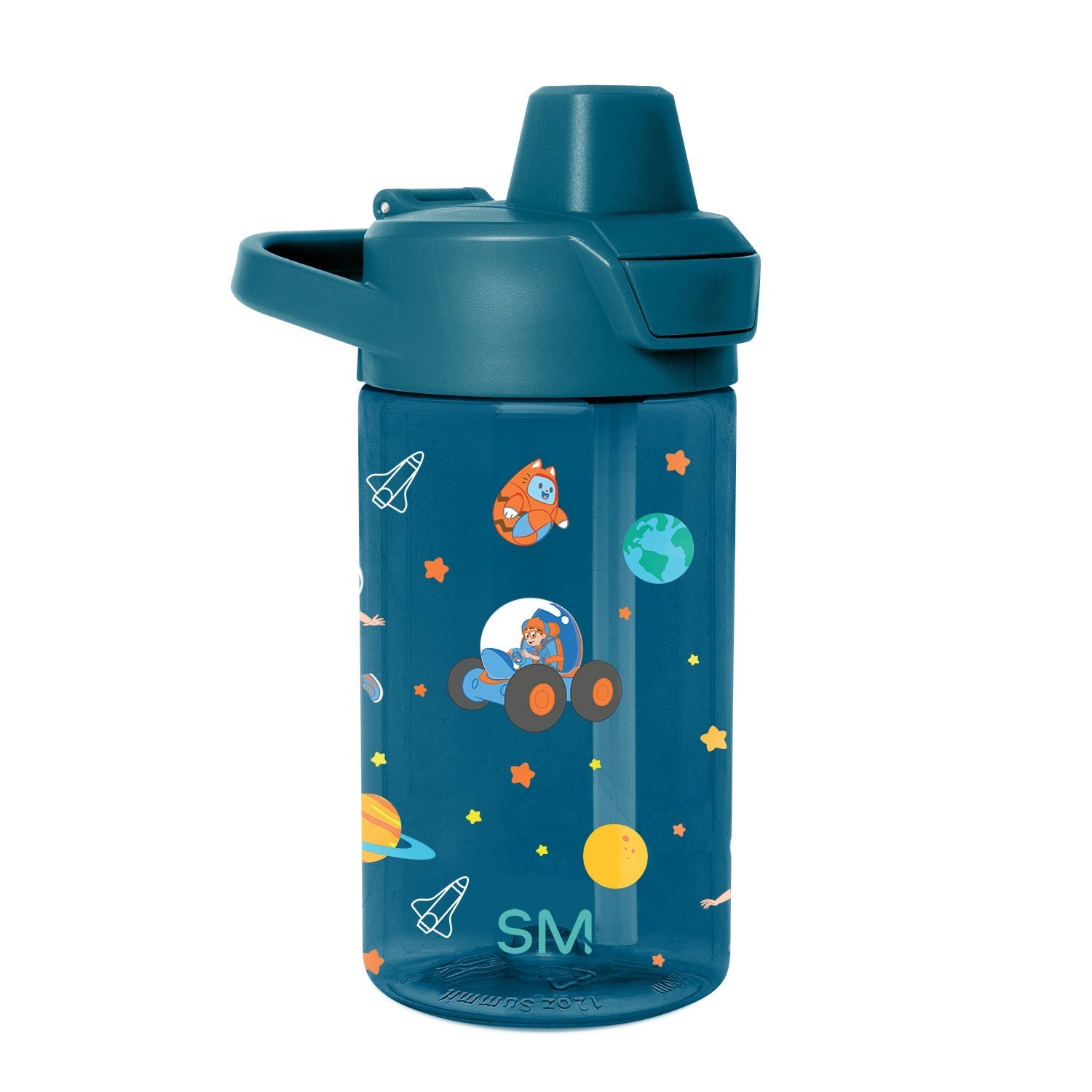 Summit Kids Plastic Water Bottle with Simple Flip Straw Lid - Blippi Space