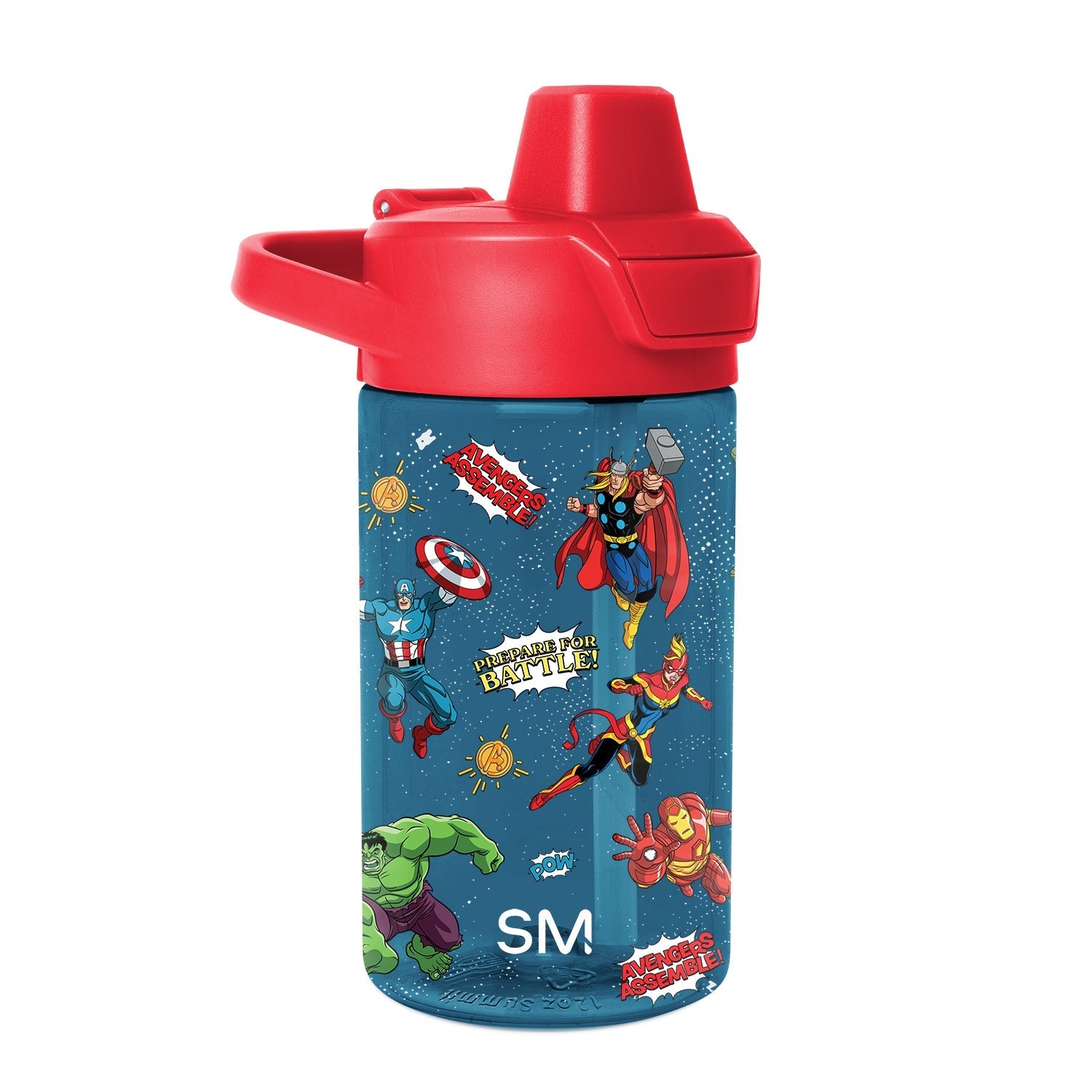 Summit Kids Plastic Water Bottle with Simple Flip Straw Lid - Avengers Prepare for Battle